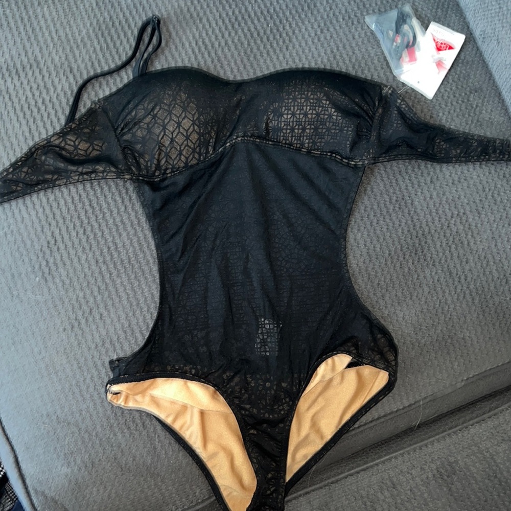 RVCA one piece sheer black swimsuit new never worn